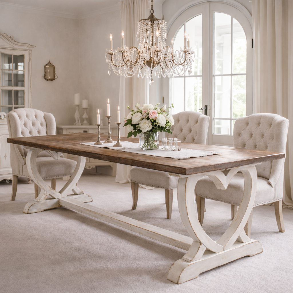 rustikt matbord harmoni hjärta i massivt trä från Nordanlids Rustik 